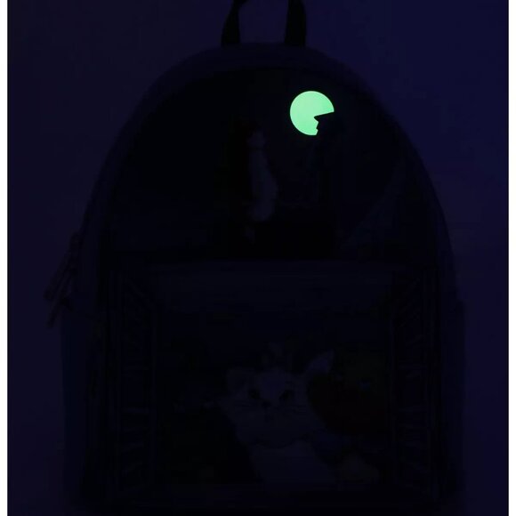 Loungefly Disney The Aristocats Window Portrait Glow-in-the-Dark Mini Backpack - Picture 3 of 12